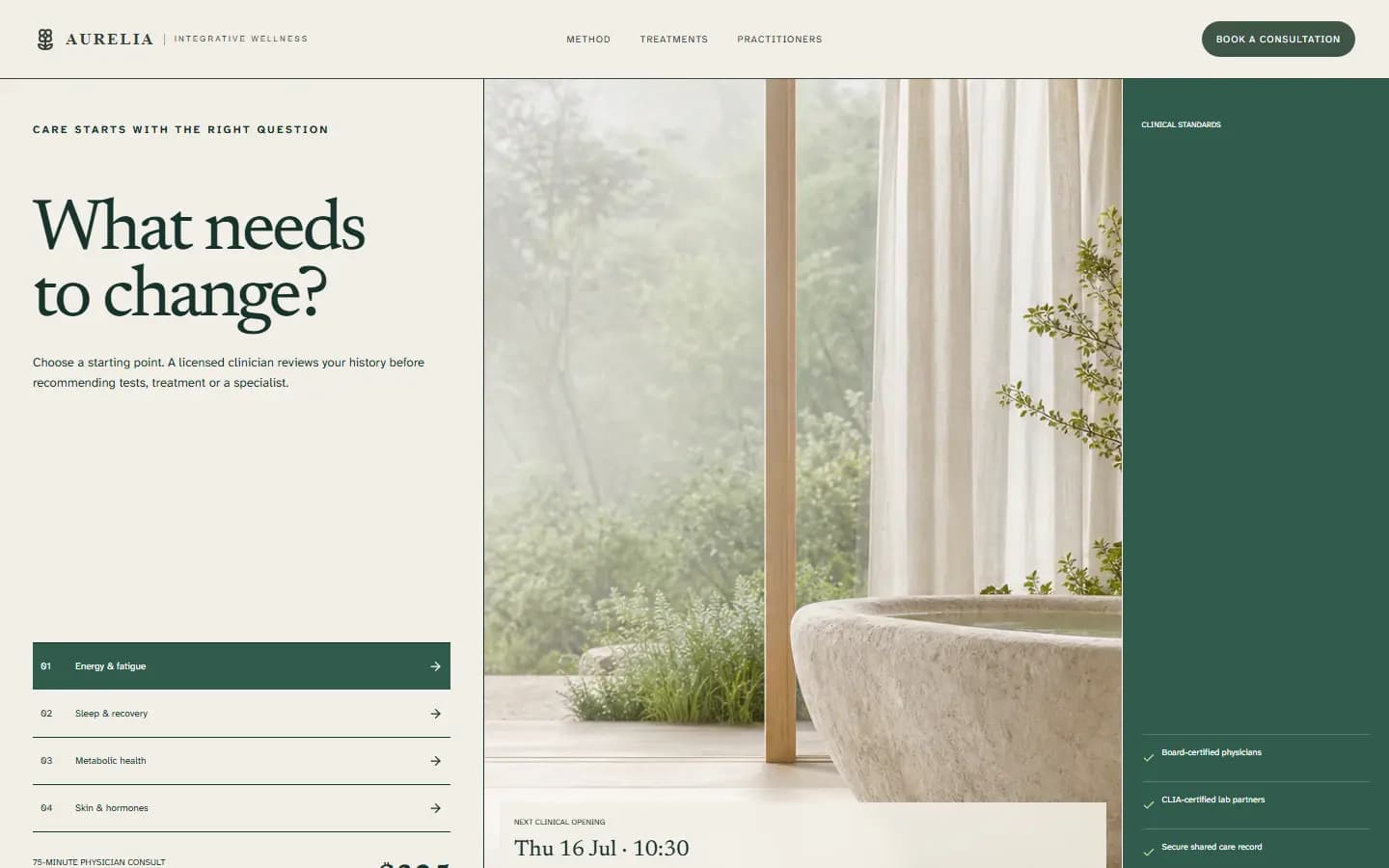 AURELIA WELLNESS — Overview website screenshot
