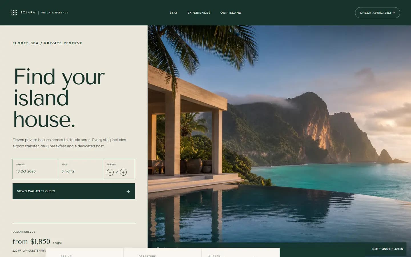 SOLARA RESERVE — Overview website screenshot