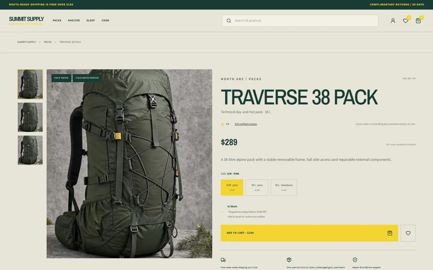 SUMMIT SUPPLY — Product website screenshot