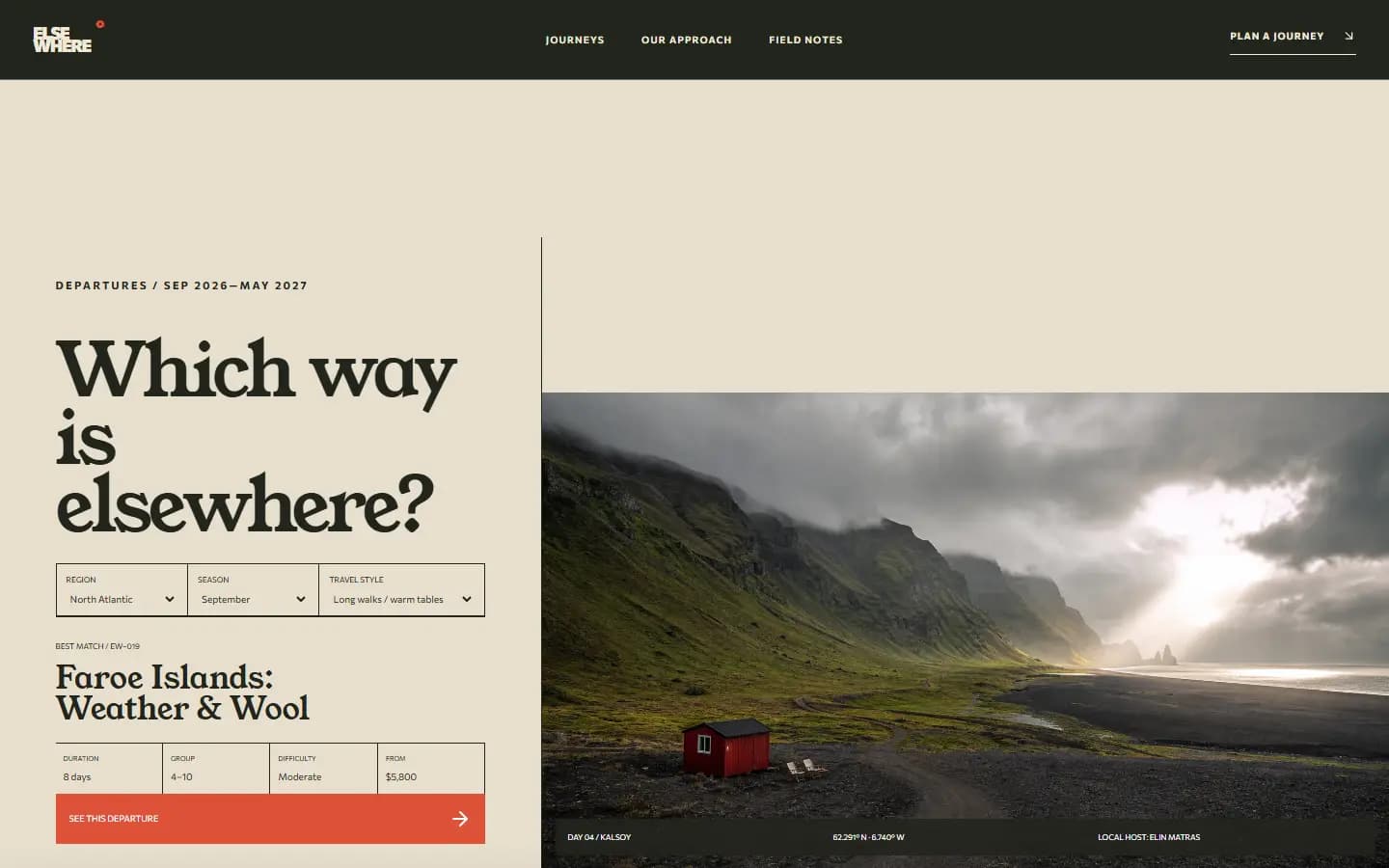 ELSEWHERE — Overview website screenshot