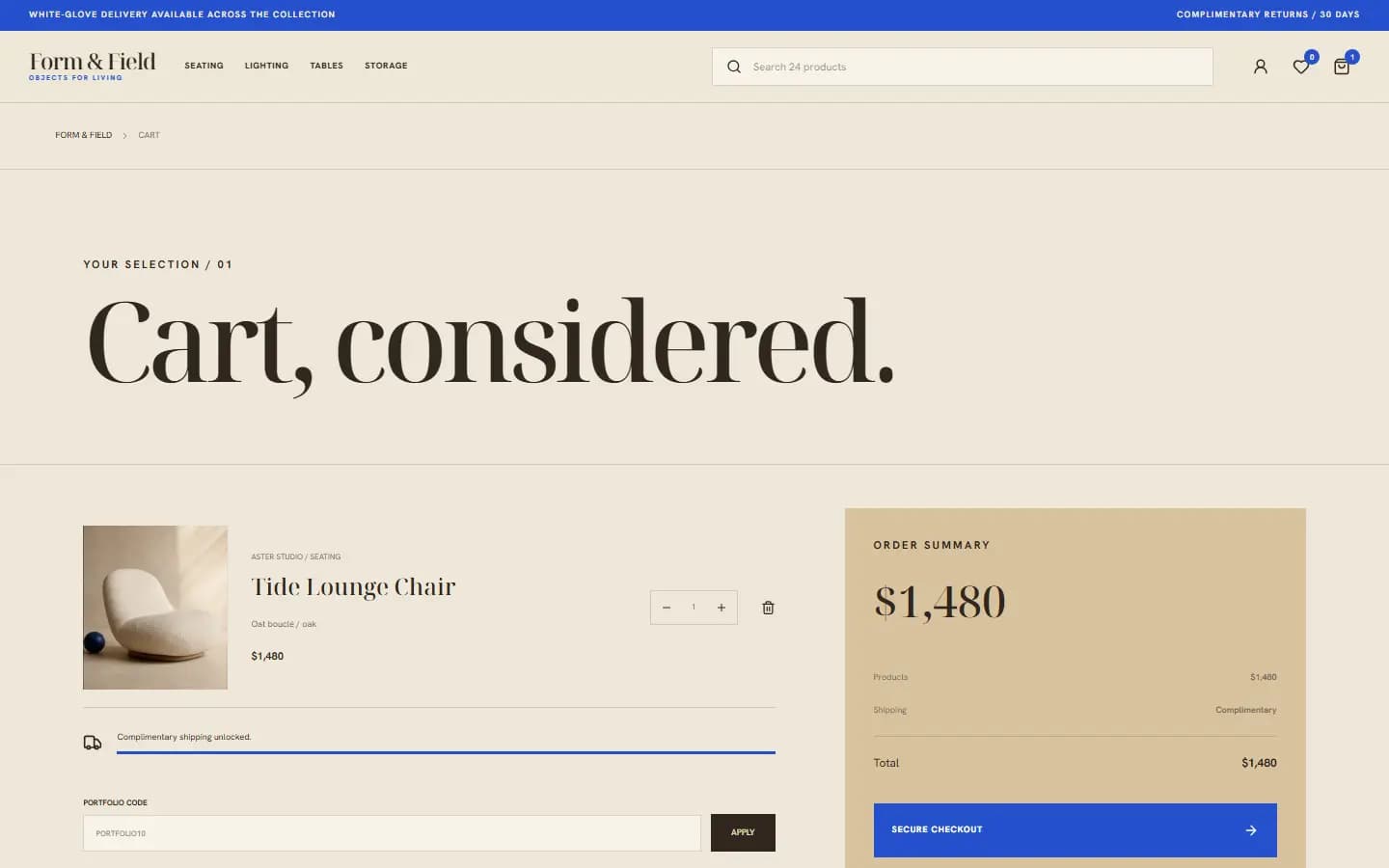 FORM & FIELD — Cart website screenshot