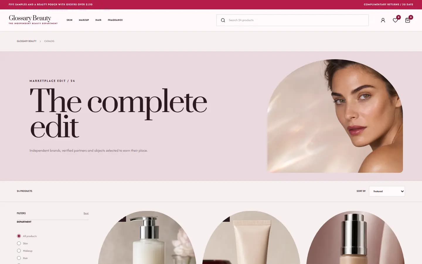 GLOSSARY BEAUTY — Catalog website screenshot