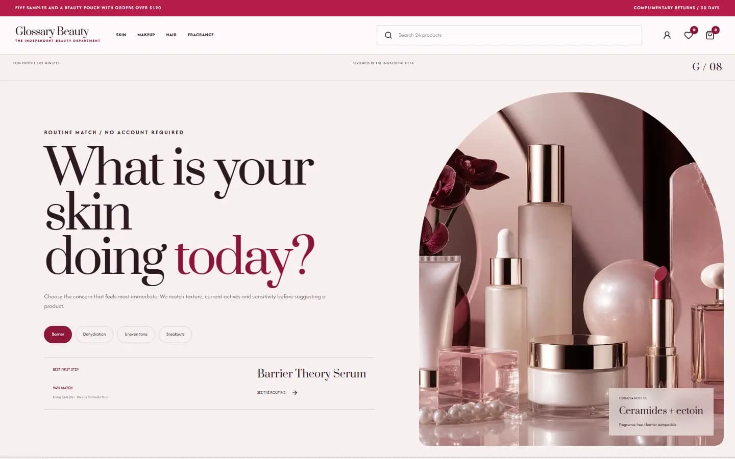 GLOSSARY BEAUTY — Home website screenshot