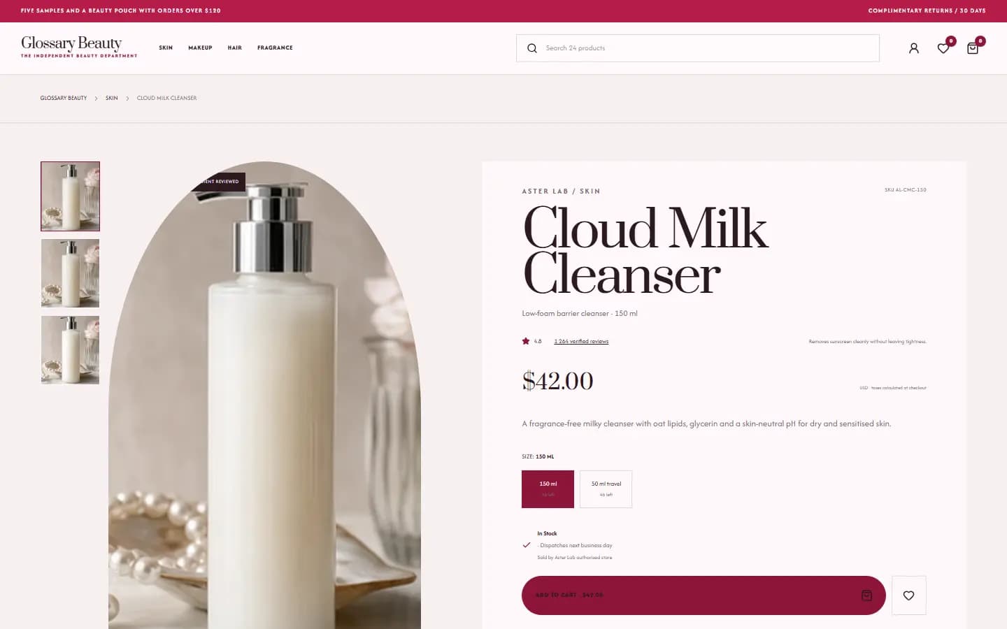 GLOSSARY BEAUTY — Product website screenshot