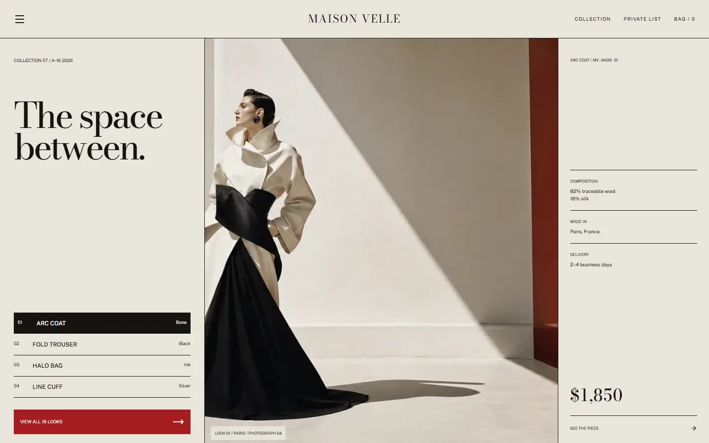 MAISON VELLE — Overview website screenshot
