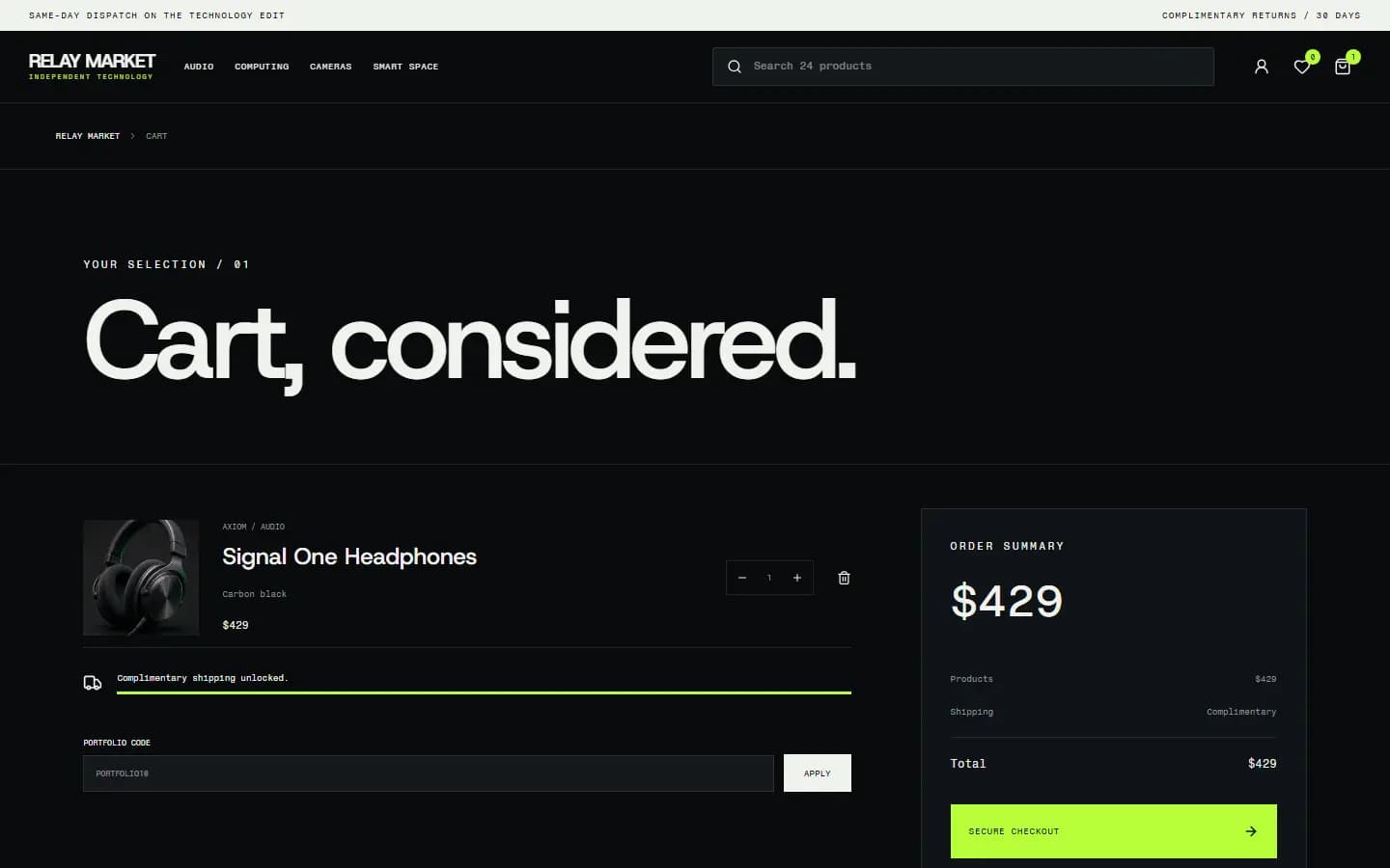 RELAY MARKET — Cart website screenshot
